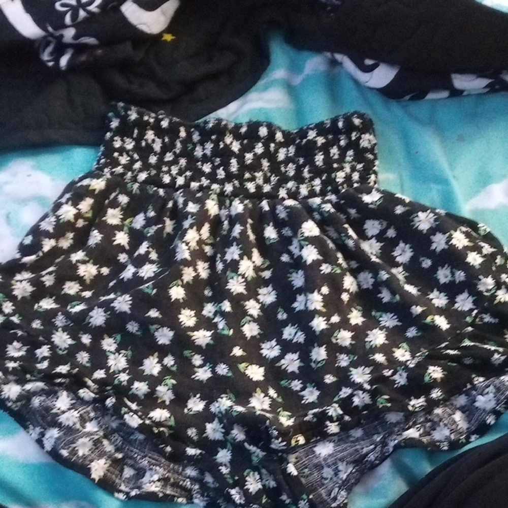 Floral Black and White Kids Shorts